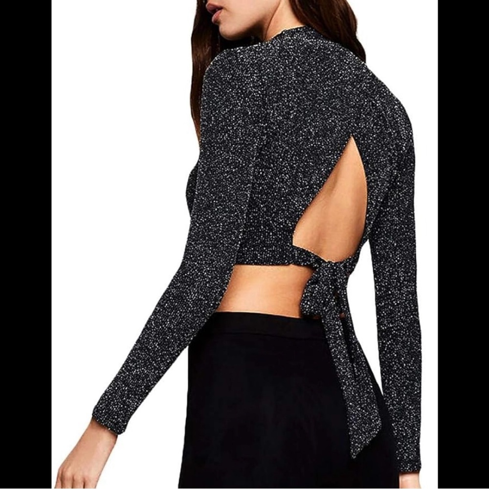 Bcbgeneration Cropped Metallic Cutout Sweater Siz… - image 2